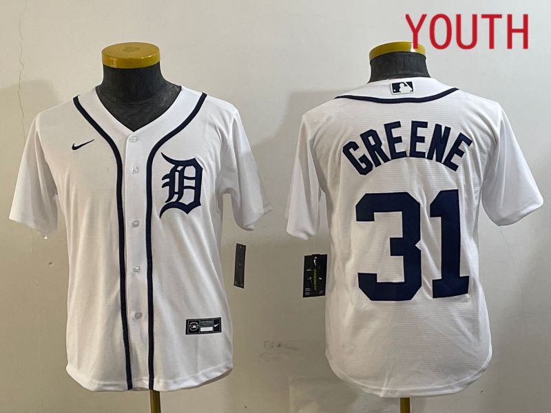 Youth Detroit Tigers #31 Greene White Game 2024 Nike MLB Jersey style 1